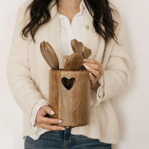 Porta utensili cuore in legno