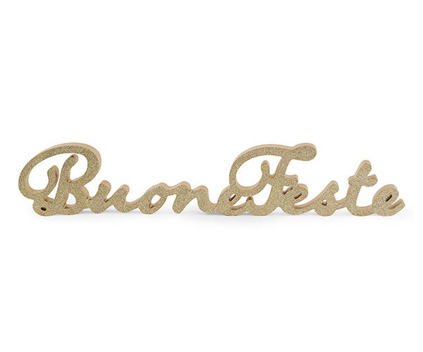 Scritta decorativa glitter oro Buone Feste
