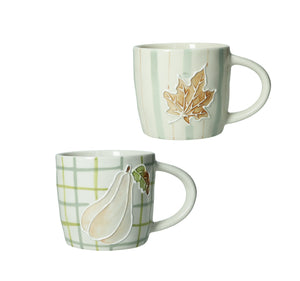 Coppia di mug zucca e foglia di vite