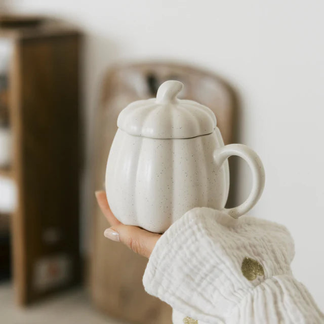 Tazza zucca bianca con coperchio