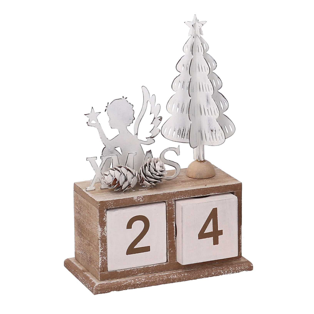 Calendario in legno dell'Avvento con angelo