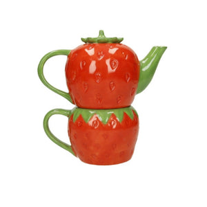 Teiera con tazza fragola