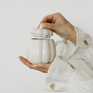 Tazza zucca bianca con coperchio