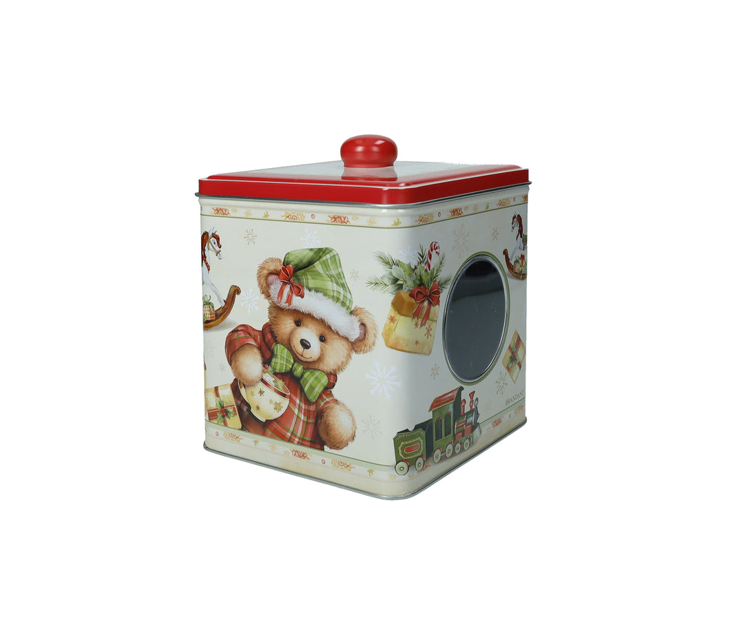 Scatola con coperchio e oblò Coccole in metallo