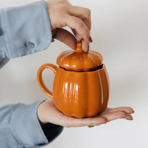 Tazza zucca arancione con coperchio