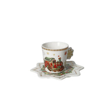 Carica l&#39;immagine nel visualizzatore di Gallery, Coppia di tazzine da caffè con piatto a stella Christmas
