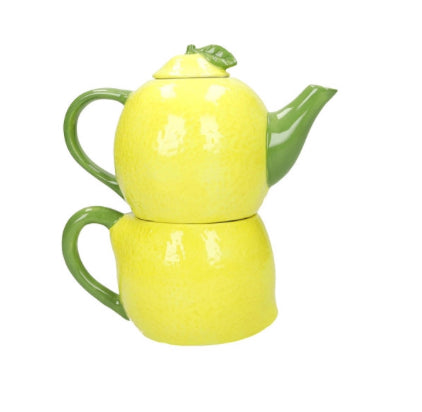 Teiera con tazza limoni