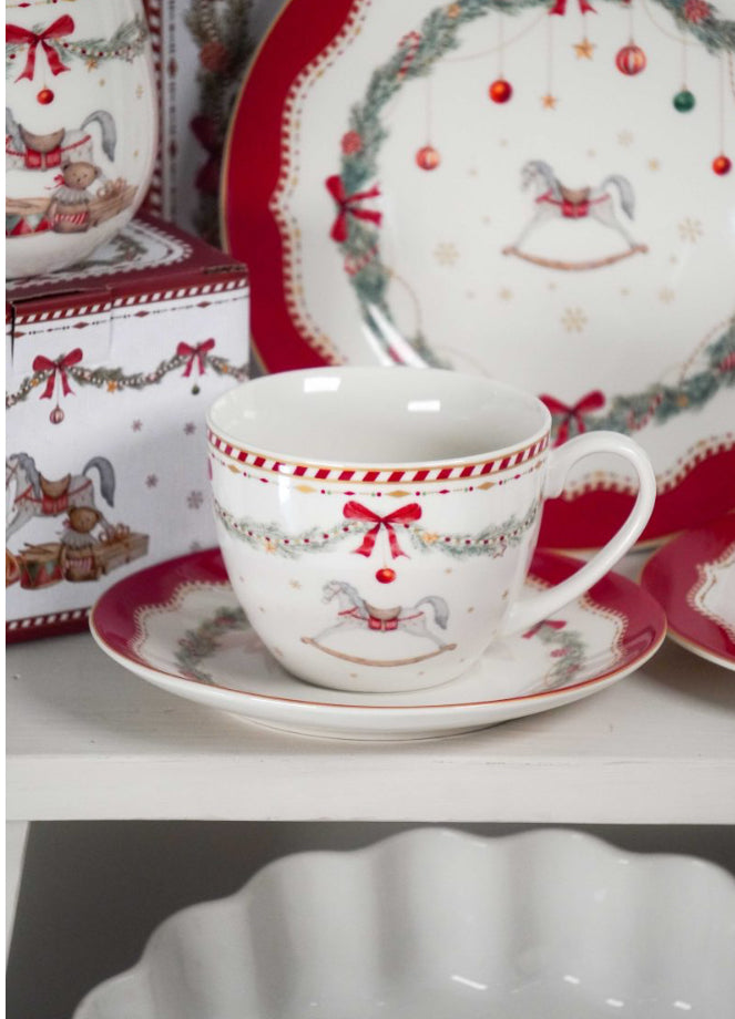 Tazza con piattino Happy Holiday