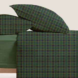 Completo letto matrimoniale Tartan verde