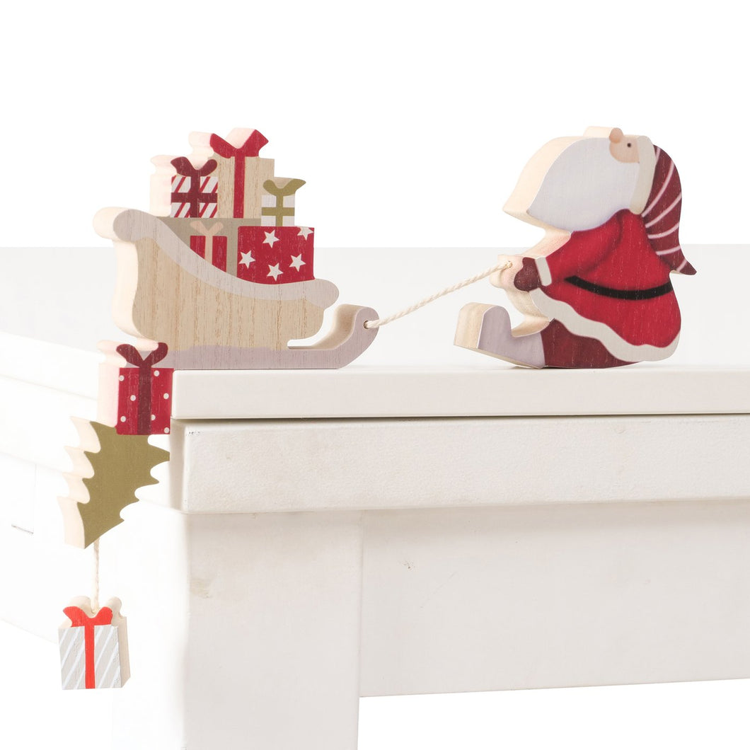 Babbo Natale con slitta in legno