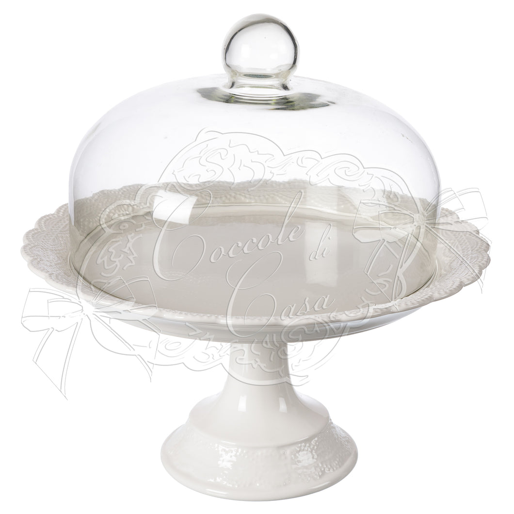 Alzata Elegant con cupola in vetro