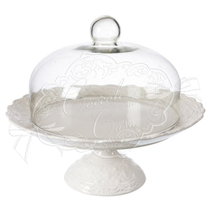 Alzata Lace con cupola in vetro