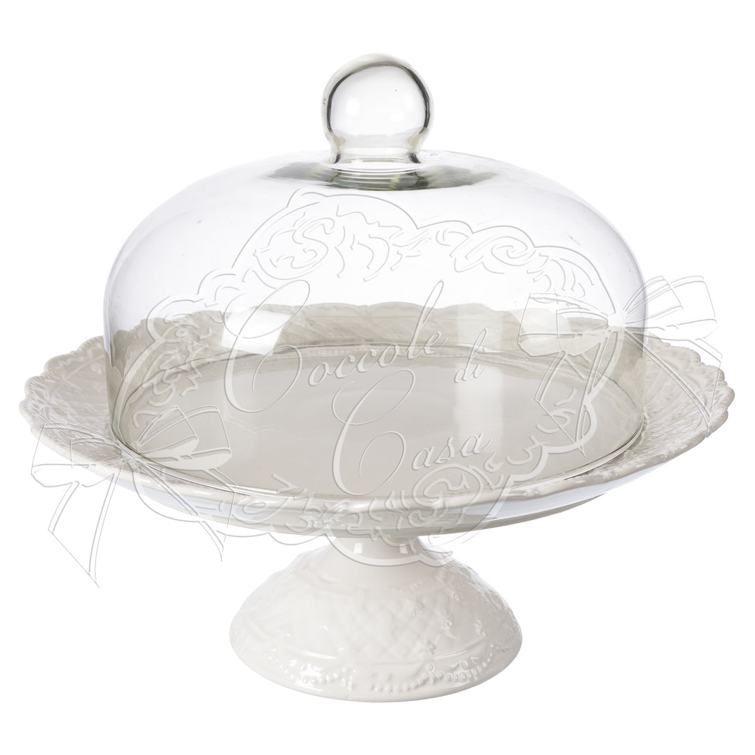 Alzata Lace con cupola in vetro