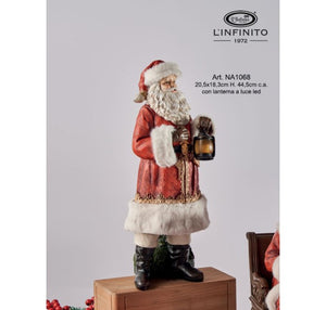 Babbo Natale con lanterna e pelliccia