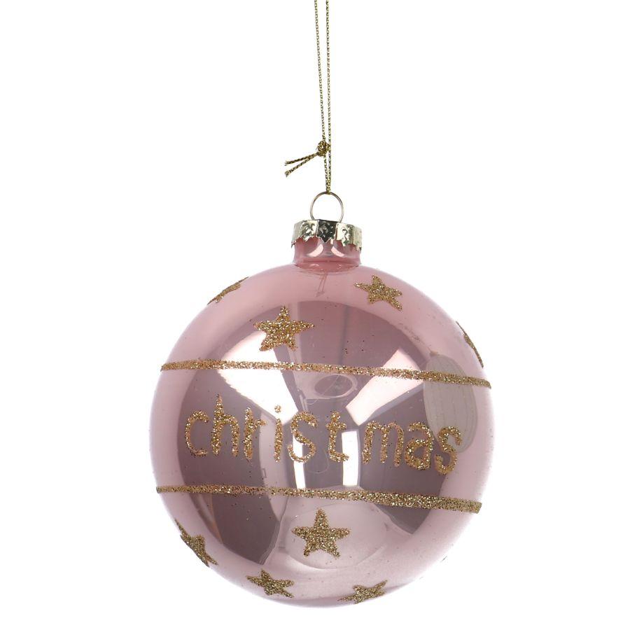 Sfera in vetro rosa per albero Christmas