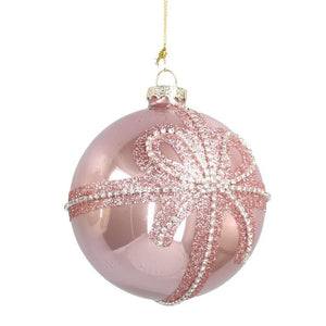 Sfera in vetro rosa per albero